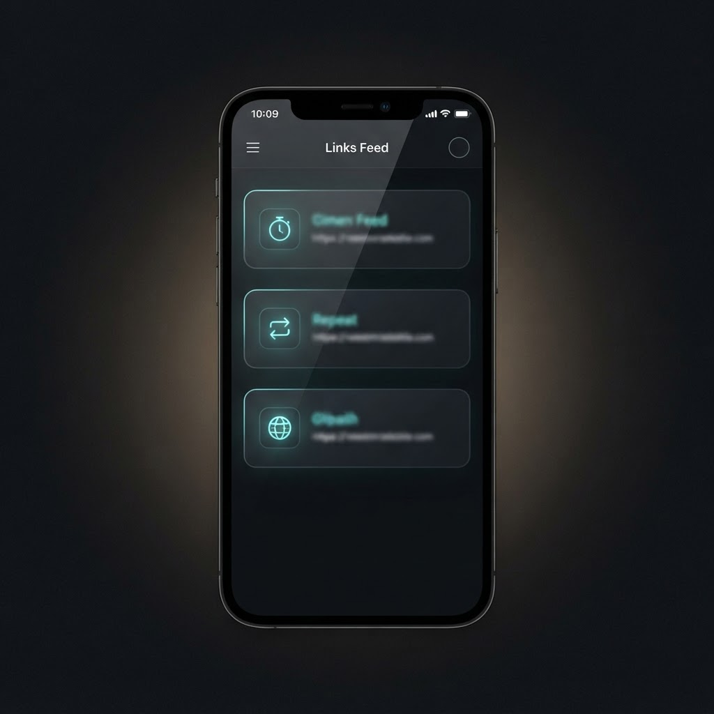 A phone screen showing one-time, reusable, and public or private link options